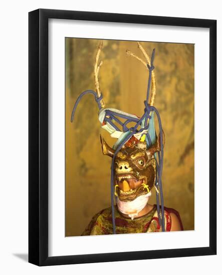 Buddhist Monk in His Colourful Costume and Antelope Mask Waiting During Gangtey Tsechu at Gangte Go-Lee Frost-Framed Photographic Print