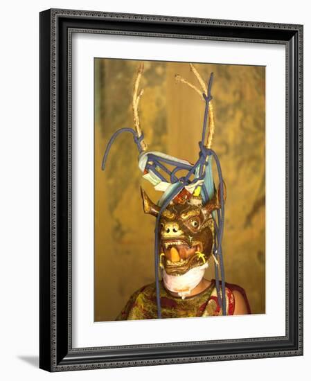 Buddhist Monk in His Colourful Costume and Antelope Mask Waiting During Gangtey Tsechu at Gangte Go-Lee Frost-Framed Photographic Print