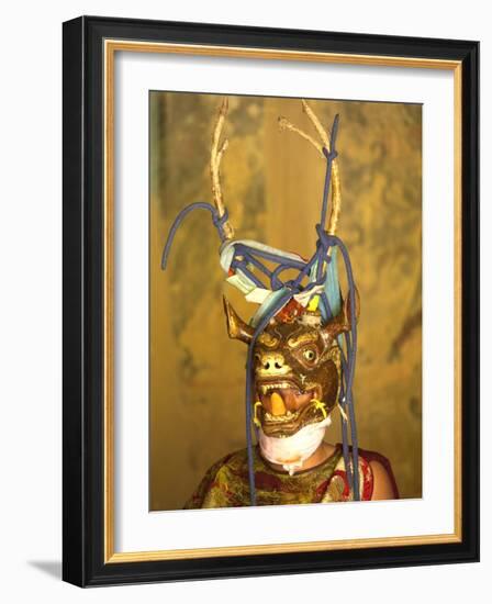 Buddhist Monk in His Colourful Costume and Antelope Mask Waiting During Gangtey Tsechu at Gangte Go-Lee Frost-Framed Photographic Print