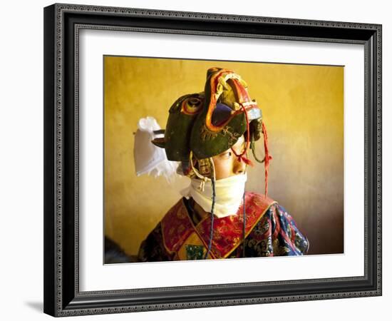 Buddhist Monk Waiting for the Next Dance During Gangtey Tsechu at Gangte Goemba, Gangte, Phobjikha -Lee Frost-Framed Photographic Print