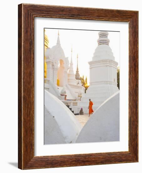 Buddhist Monk Walking around Wat Suan Dok Temple in Chiang Mai, Thailand, Southeast Asia, Asia-Matthew Williams-Ellis-Framed Photographic Print