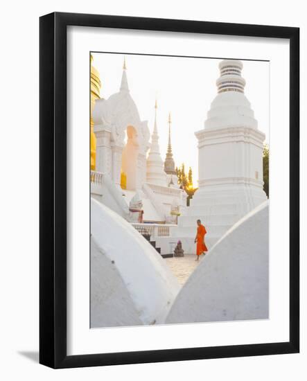 Buddhist Monk Walking around Wat Suan Dok Temple in Chiang Mai, Thailand, Southeast Asia, Asia-Matthew Williams-Ellis-Framed Photographic Print