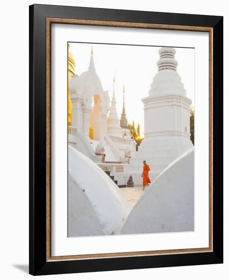 Buddhist Monk Walking around Wat Suan Dok Temple in Chiang Mai, Thailand, Southeast Asia, Asia-Matthew Williams-Ellis-Framed Photographic Print