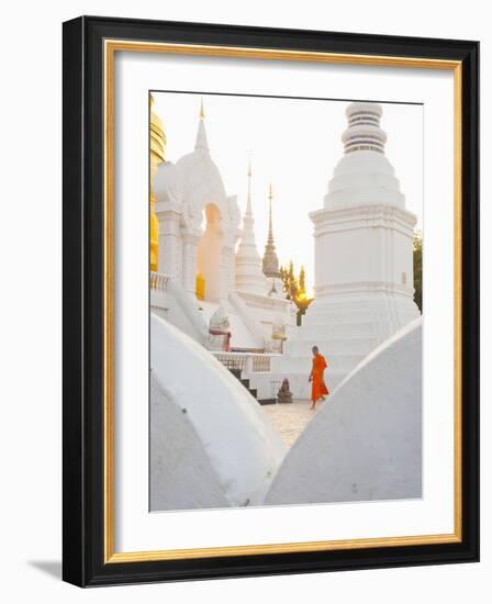 Buddhist Monk Walking around Wat Suan Dok Temple in Chiang Mai, Thailand, Southeast Asia, Asia-Matthew Williams-Ellis-Framed Photographic Print
