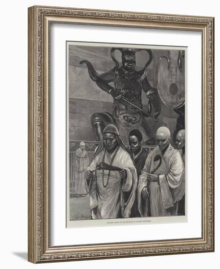 Buddhist Monks at the Entrance to Ku-Shan Monastery-Richard Caton Woodville II-Framed Giclee Print