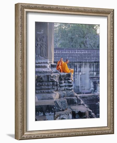 Buddhist Monks at the Temple Complex of Angkor Wat, Angkor, Siem Reap, Cambodia, Indochina, Asia-Bruno Morandi-Framed Photographic Print