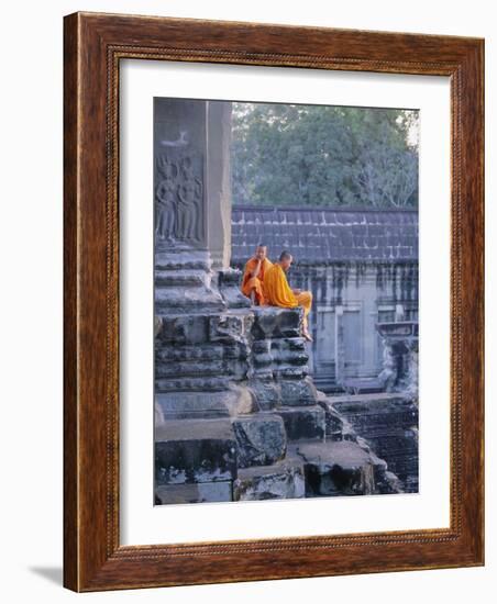 Buddhist Monks at the Temple Complex of Angkor Wat, Angkor, Siem Reap, Cambodia, Indochina, Asia-Bruno Morandi-Framed Photographic Print