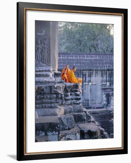 Buddhist Monks at the Temple Complex of Angkor Wat, Angkor, Siem Reap, Cambodia, Indochina, Asia-Bruno Morandi-Framed Photographic Print