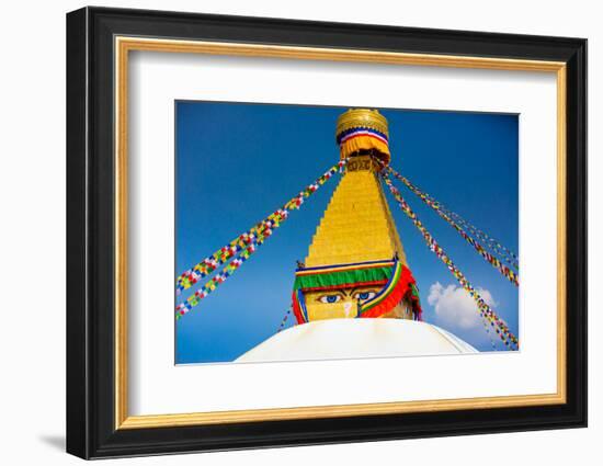 Buddhist Monks decorating the temple at Bouddha (Boudhanath), UNESCO World Heritage Site, Kathmandu-Laura Grier-Framed Photographic Print