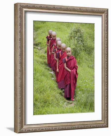 Buddhist Monks from Karchu Dratsang Monastery, Jankar, Bumthang, Bhutan-Angelo Cavalli-Framed Photographic Print