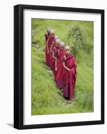 Buddhist Monks from Karchu Dratsang Monastery, Jankar, Bumthang, Bhutan-Angelo Cavalli-Framed Photographic Print