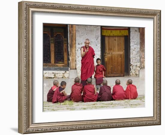 Buddhist Monks, Karchu Dratsang Monastery, Jankar, Bumthang, Bhutan-Angelo Cavalli-Framed Photographic Print