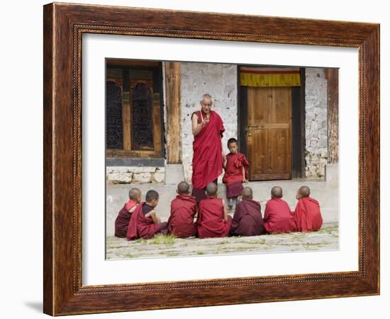 Buddhist Monks, Karchu Dratsang Monastery, Jankar, Bumthang, Bhutan-Angelo Cavalli-Framed Photographic Print