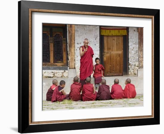 Buddhist Monks, Karchu Dratsang Monastery, Jankar, Bumthang, Bhutan-Angelo Cavalli-Framed Photographic Print