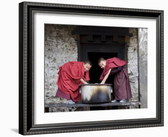 Buddhist Monks, Karchu Dratsang Monastery, Jankar, Bumthang, Bhutan-Angelo Cavalli-Framed Photographic Print