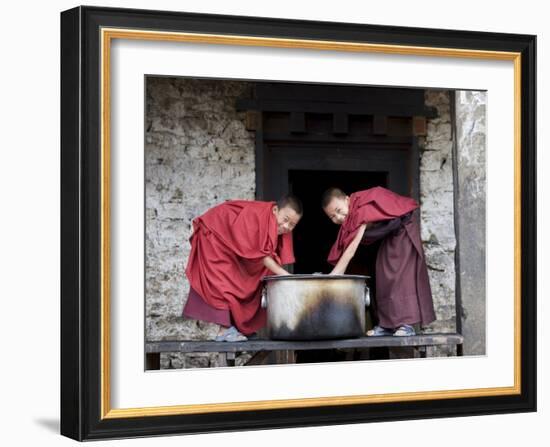 Buddhist Monks, Karchu Dratsang Monastery, Jankar, Bumthang, Bhutan-Angelo Cavalli-Framed Photographic Print