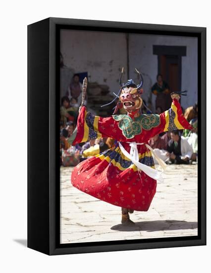 Buddhist Monks Performing Masked Dance During the Gangtey Tsechu at Gangte Goemba, Gangte, Phobjikh-Lee Frost-Framed Premier Image Canvas