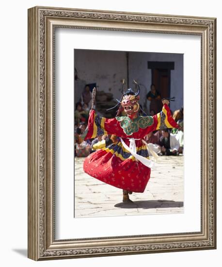 Buddhist Monks Performing Masked Dance During the Gangtey Tsechu at Gangte Goemba, Gangte, Phobjikh-Lee Frost-Framed Photographic Print