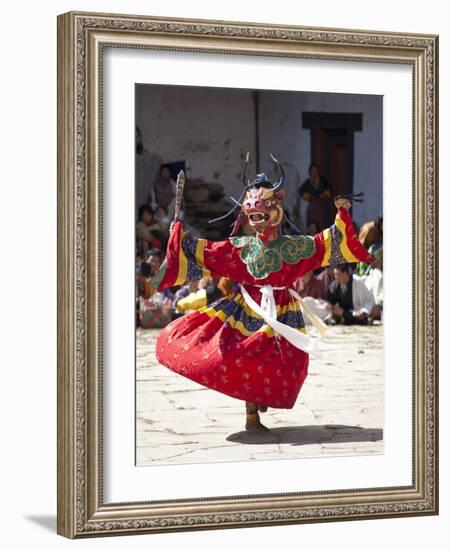 Buddhist Monks Performing Masked Dance During the Gangtey Tsechu at Gangte Goemba, Gangte, Phobjikh-Lee Frost-Framed Photographic Print