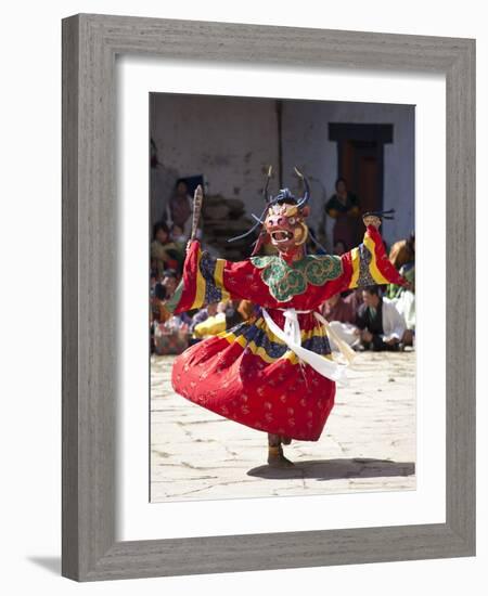 Buddhist Monks Performing Masked Dance During the Gangtey Tsechu at Gangte Goemba, Gangte, Phobjikh-Lee Frost-Framed Photographic Print