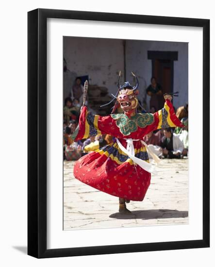 Buddhist Monks Performing Masked Dance During the Gangtey Tsechu at Gangte Goemba, Gangte, Phobjikh-Lee Frost-Framed Photographic Print