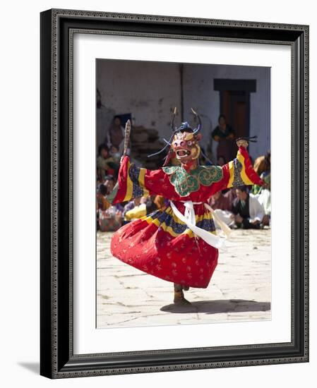 Buddhist Monks Performing Masked Dance During the Gangtey Tsechu at Gangte Goemba, Gangte, Phobjikh-Lee Frost-Framed Photographic Print