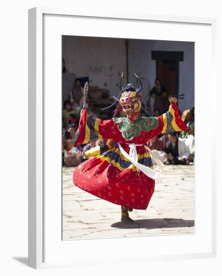 Buddhist Monks Performing Masked Dance During the Gangtey Tsechu at Gangte Goemba, Gangte, Phobjikh-Lee Frost-Framed Photographic Print