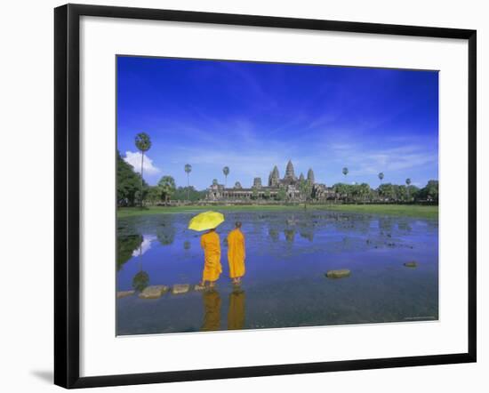 Buddhist Monks Standing in Front of Angkor Wat, Siem Reap, Cambodia-Gavin Hellier-Framed Photographic Print