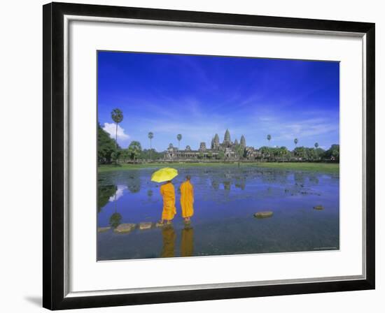 Buddhist Monks Standing in Front of Angkor Wat, Siem Reap, Cambodia-Gavin Hellier-Framed Photographic Print