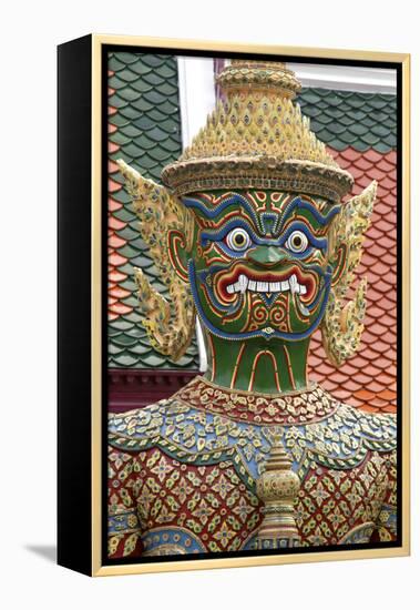 Buddhist Mythology Yaksa, Temple of the Emerald Buddha, Bangkok, Thailand-David R. Frazier-Framed Premier Image Canvas