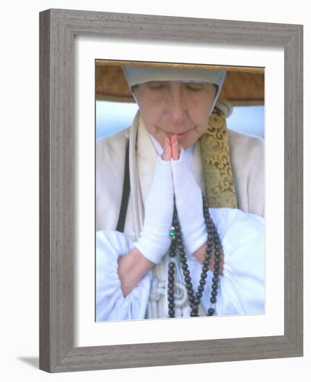 Buddhist Nun on Shijo Bridge, Kyoto, Japan-Rob Tilley-Framed Photographic Print