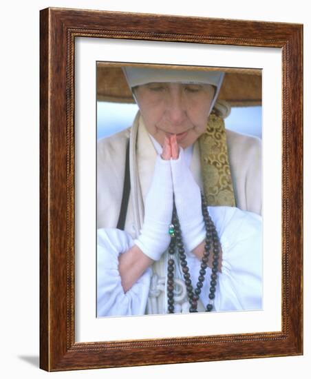 Buddhist Nun on Shijo Bridge, Kyoto, Japan-Rob Tilley-Framed Photographic Print