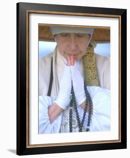 Buddhist Nun on Shijo Bridge, Kyoto, Japan-Rob Tilley-Framed Photographic Print