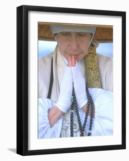 Buddhist Nun on Shijo Bridge, Kyoto, Japan-Rob Tilley-Framed Photographic Print