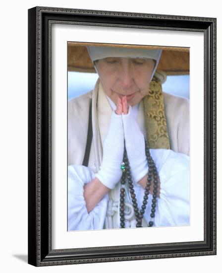 Buddhist Nun on Shijo Bridge, Kyoto, Japan-Rob Tilley-Framed Photographic Print