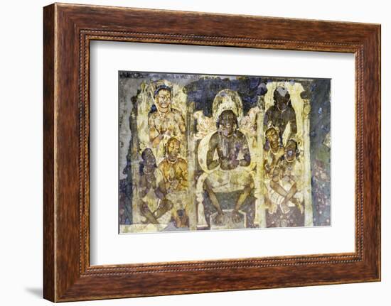 Buddhist painting in the Ajanta Caves, UNESCO World Heritage Site, Maharashtra, India, Asia-Alex Robinson-Framed Photographic Print