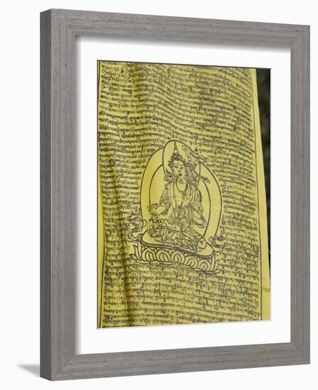 Buddhist Prayer Flag, Taktshang Goemba (Tiger's Nest) Monastery, Paro, Bhutan-Angelo Cavalli-Framed Photographic Print