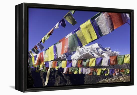 Buddhist Prayer Flags with Mount Kongde Ri Behind Taken Just Above the Town of Namche Bazaar-John Woodworth-Framed Premier Image Canvas