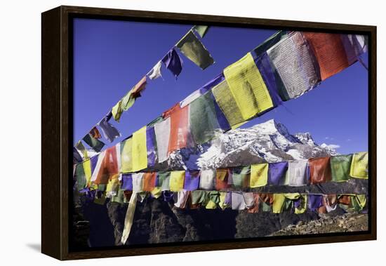 Buddhist Prayer Flags with Mount Kongde Ri Behind Taken Just Above the Town of Namche Bazaar-John Woodworth-Framed Premier Image Canvas