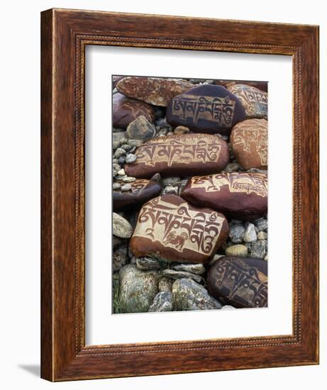 Buddhist Prayers on Carved Mani Stones in Tibet-Craig Lovell-Framed Photographic Print