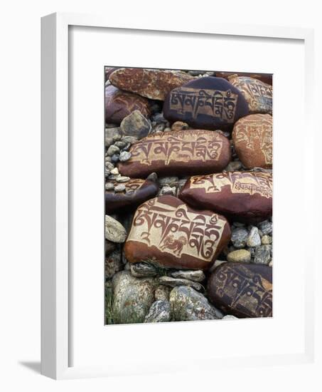 Buddhist Prayers on Carved Mani Stones in Tibet-Craig Lovell-Framed Photographic Print