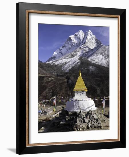 Buddhist Stupa Outside the Town of Dingboche in the Himalayas, Nepal, Asia-John Woodworth-Framed Photographic Print