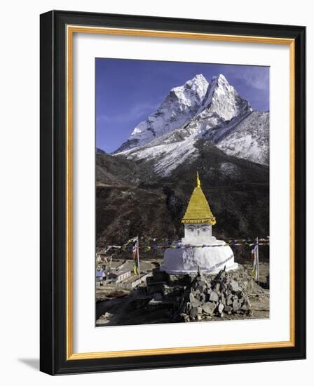 Buddhist Stupa Outside the Town of Dingboche in the Himalayas, Nepal, Asia-John Woodworth-Framed Photographic Print