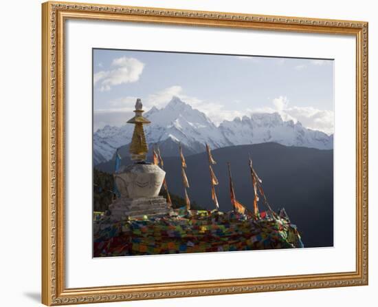 Buddhist Stupas on Way to Deqin, Dequin, Shangri-La Region, Yunnan Province, China-Angelo Cavalli-Framed Photographic Print