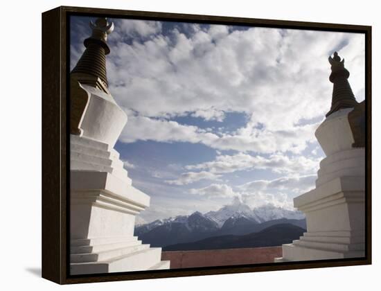 Buddhist Stupas on Way to Deqin, on the Tibetan Border, Shangri-La Region, Yunnan Province, China-Angelo Cavalli-Framed Premier Image Canvas