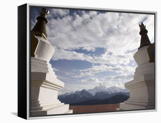 Buddhist Stupas on Way to Deqin, on the Tibetan Border, Shangri-La Region, Yunnan Province, China-Angelo Cavalli-Framed Premier Image Canvas