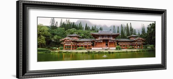Buddhist Temple with Mountain in the Background, Byodo-In Temple, Koolau Range, Oahu, Hawaii, Usa-null-Framed Photographic Print