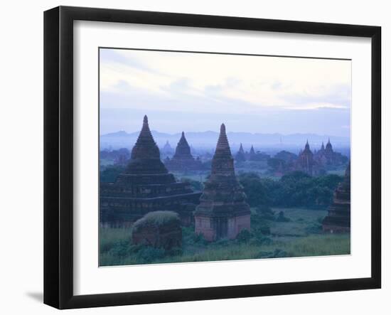 Buddhist Temples at Dawn, Bagan (Pagan) Archaeological Site, Mandalay Division, Myanmar (Burma)-Sergio Pitamitz-Framed Photographic Print