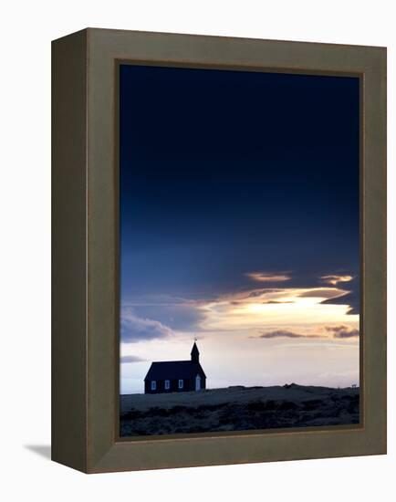 Budir Church at Sunrise, Hamlet on Budir in Stadarsveit on the Snaefellsnes Peninsula, Iceland-Lee Frost-Framed Premier Image Canvas