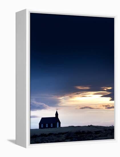 Budir Church at Sunrise, Hamlet on Budir in Stadarsveit on the Snaefellsnes Peninsula, Iceland-Lee Frost-Framed Premier Image Canvas